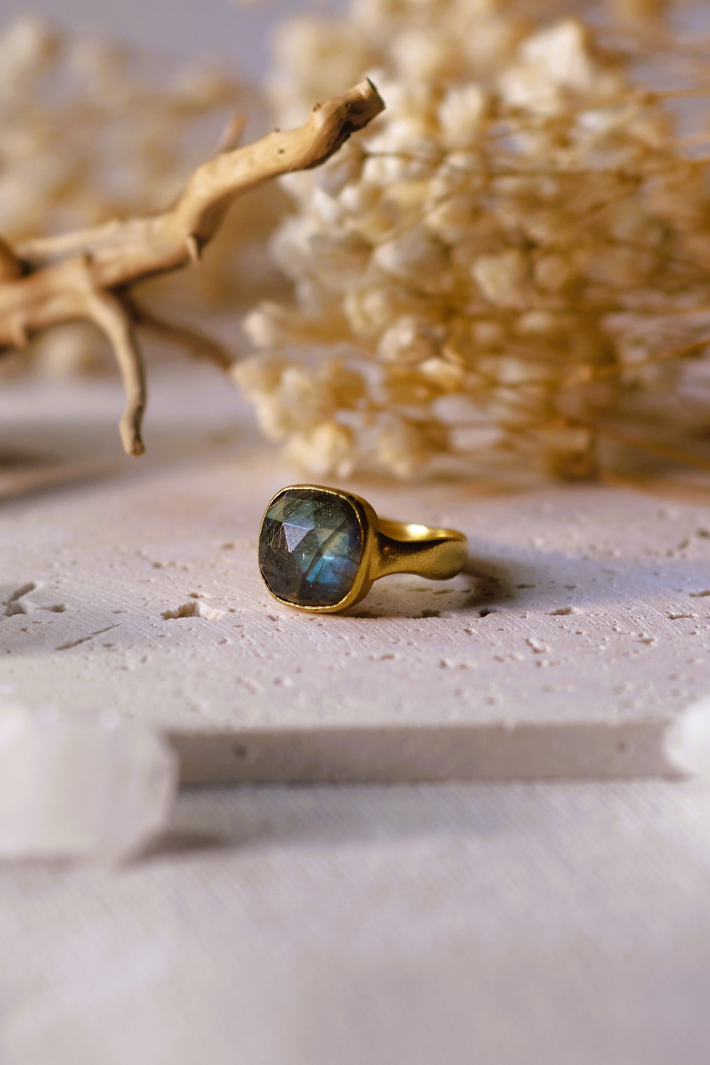 Square Labradorite Ring