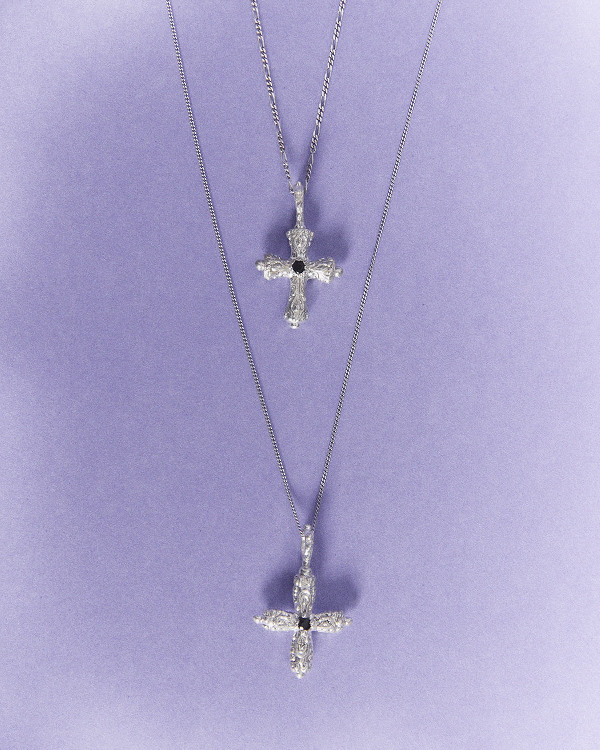 Round Ornament Cross Necklace
