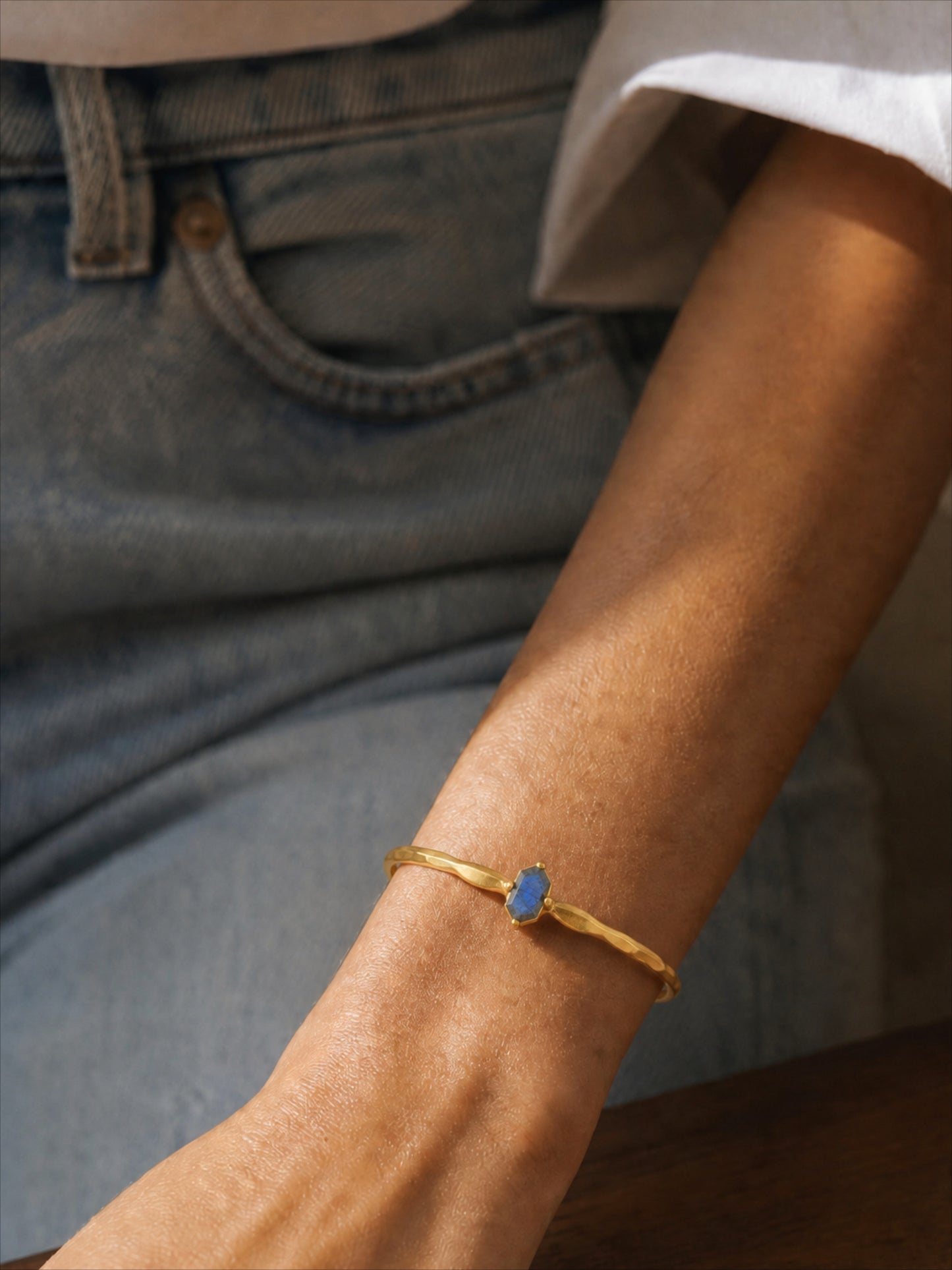 Labradorite crystal cuff bracelet