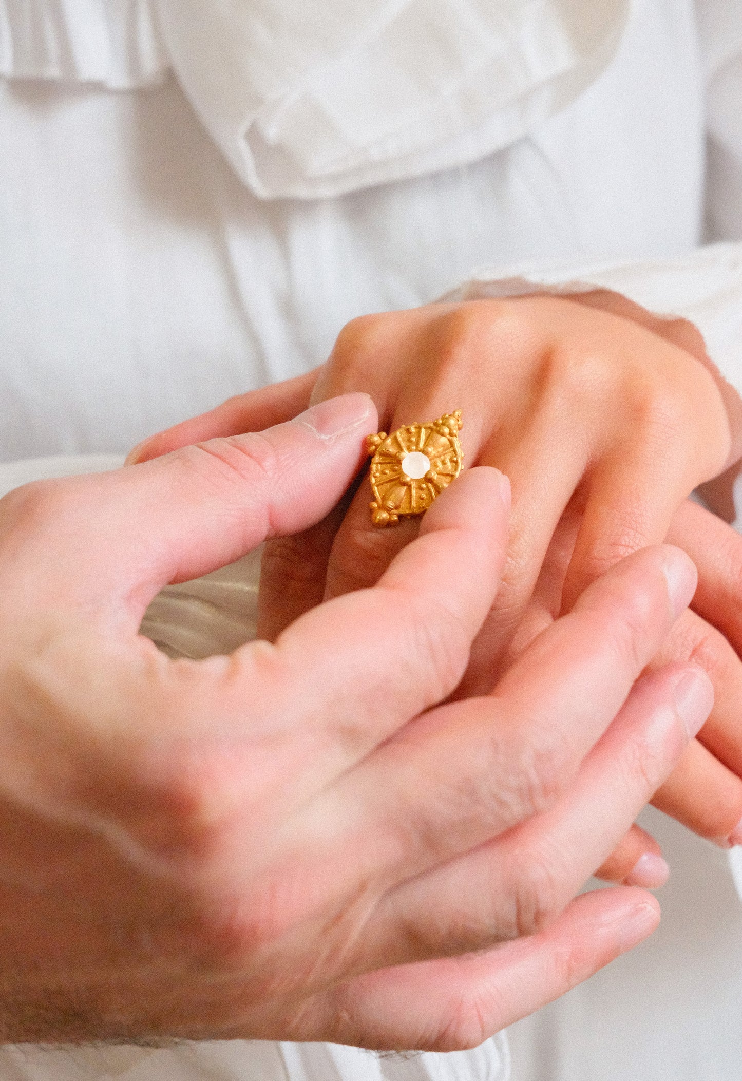 Moonstone Cross Ring