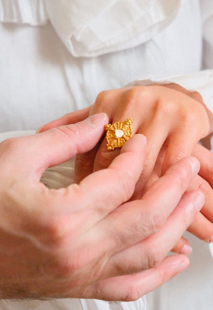 Moonstone Cross Ring