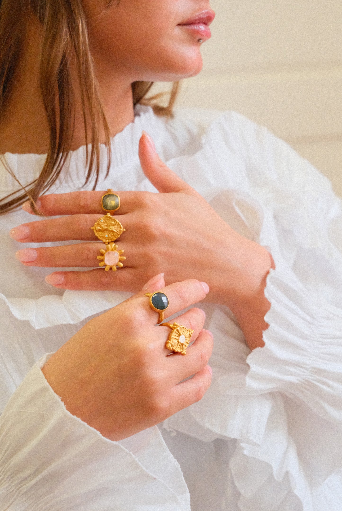 Moonstone Cross Ring