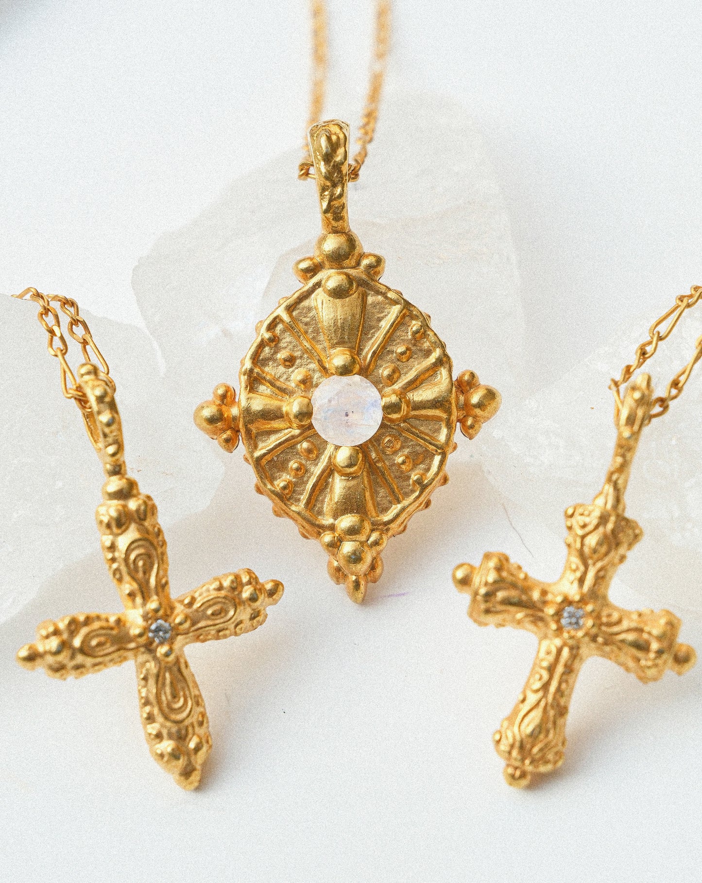 Diamond Ornament Cross Necklace