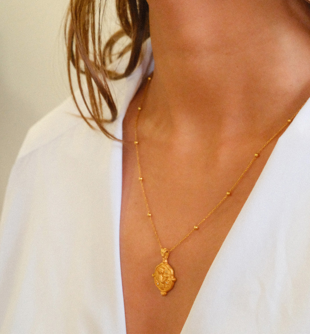 Angel With Diamond Stars Necklace