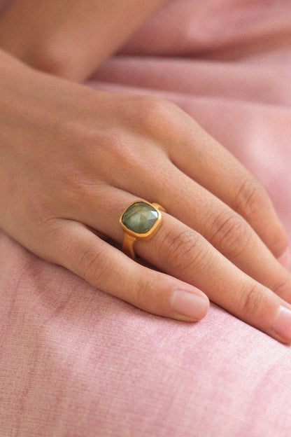 Square Labradorite Ring