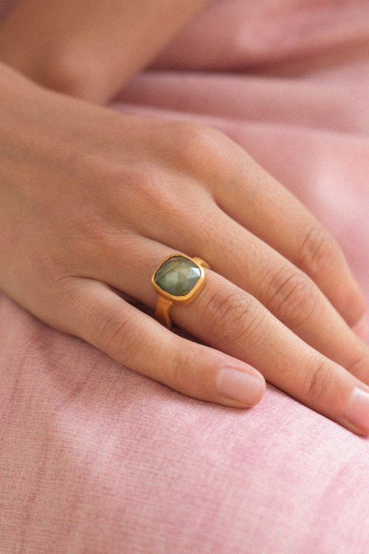Square Labradorite Ring