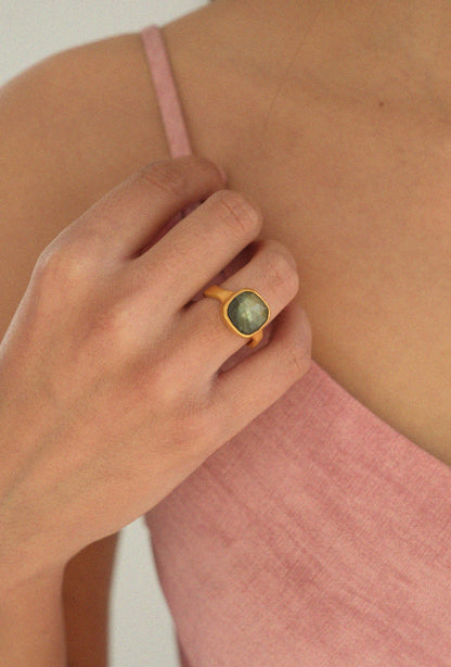 Square Labradorite Ring
