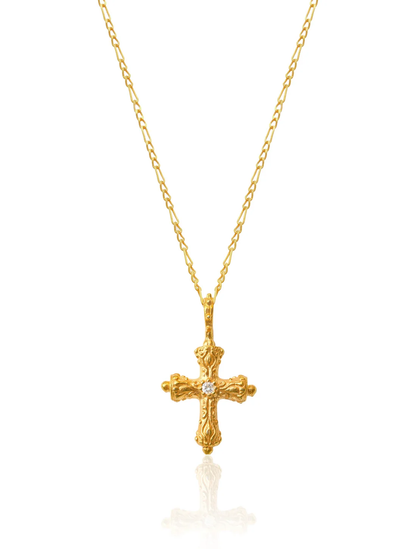 Diamond Ornament Cross Necklace