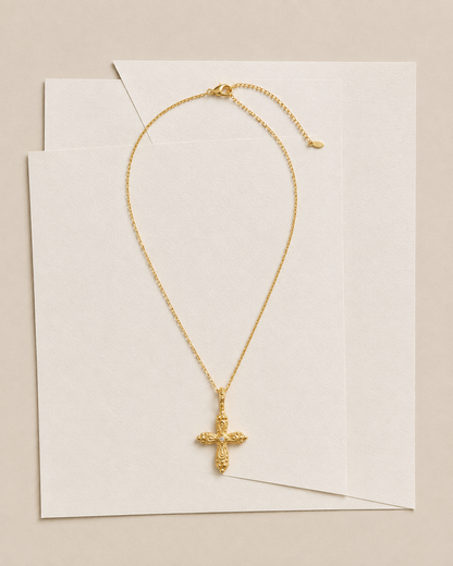 Diamond Ornament Cross Necklace