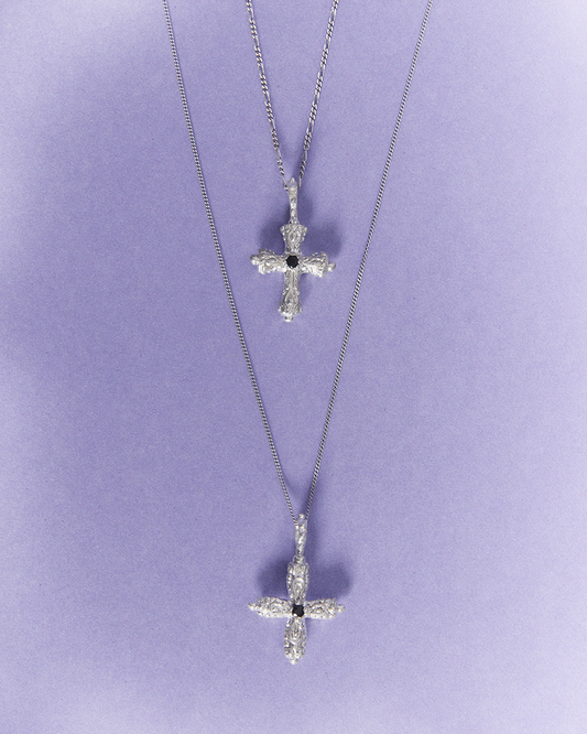 Round Ornament Cross Necklace