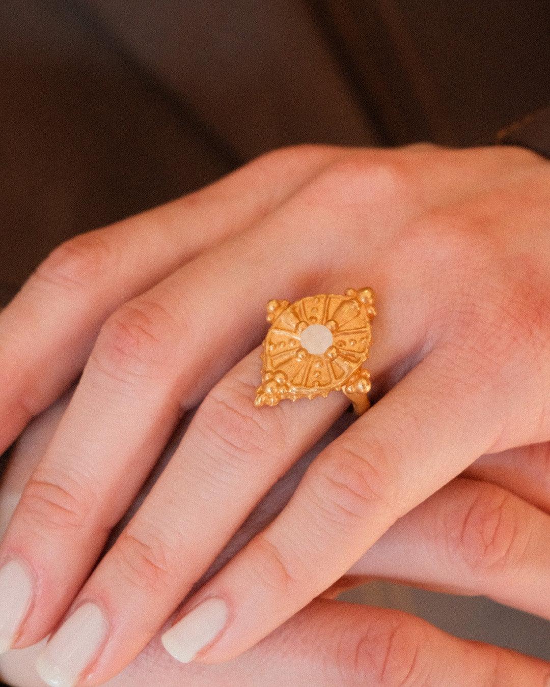 Moonstone Cross Ring