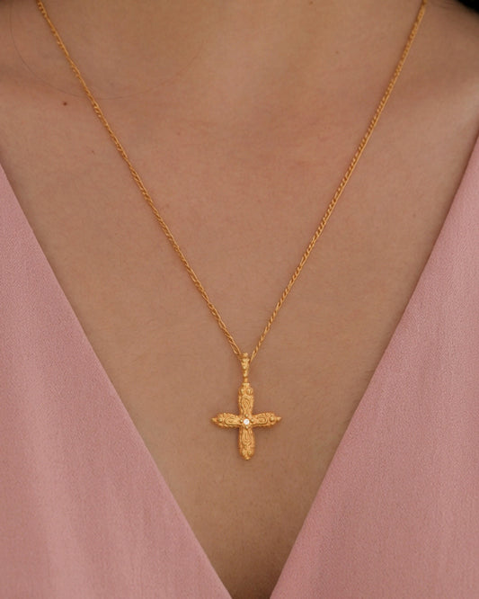 Diamond Ornament Cross Necklace