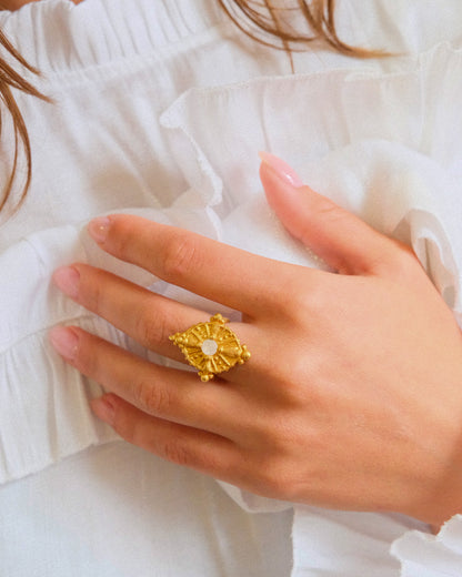 Moonstone Cross Ring