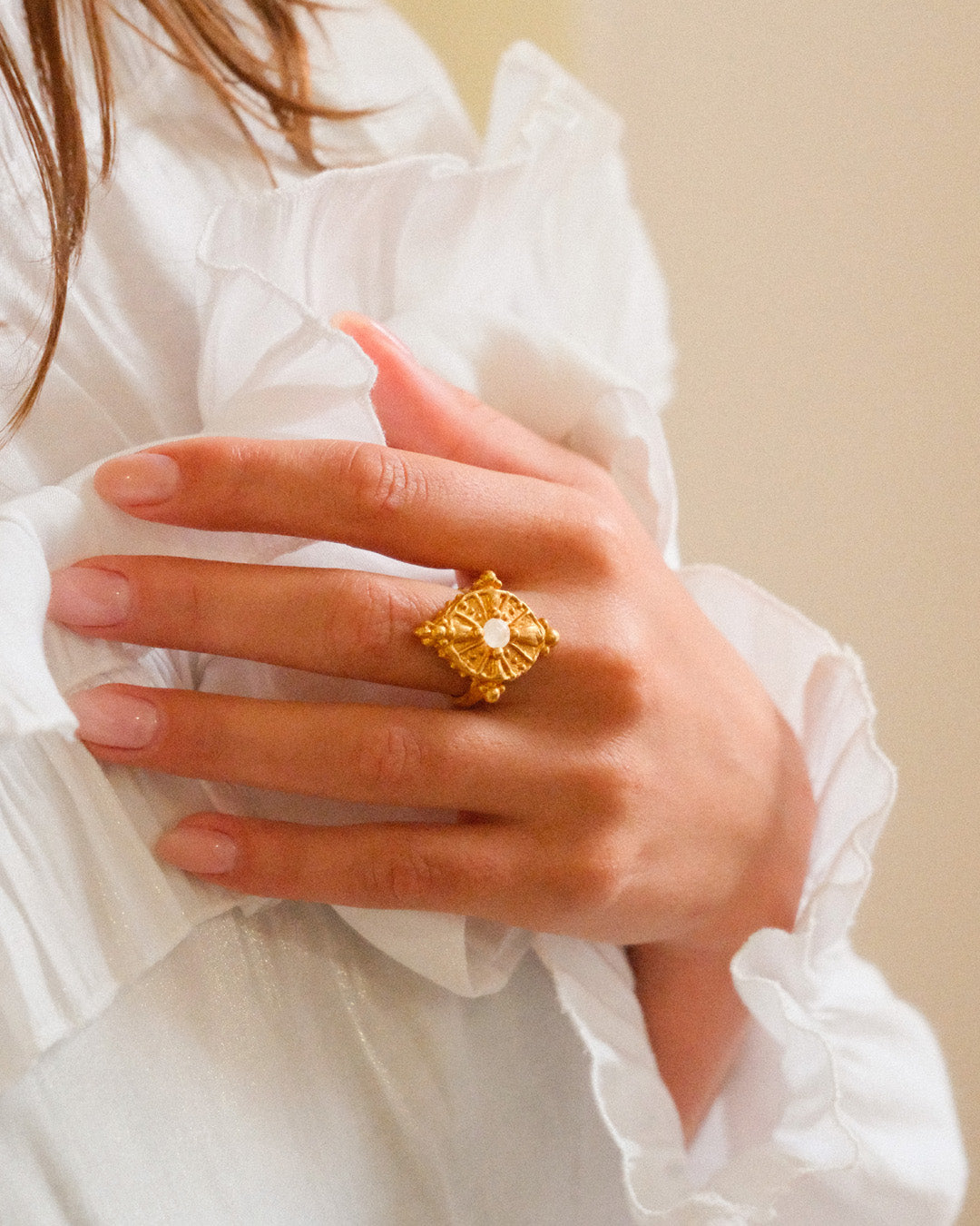 Moonstone Cross Ring