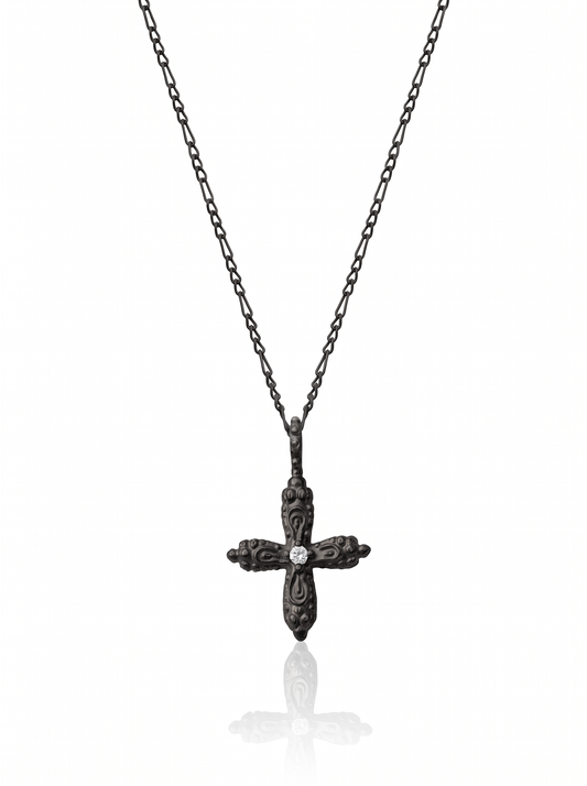 Round Ornament Cross Necklace
