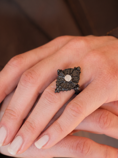 Moonstone Cross Ring