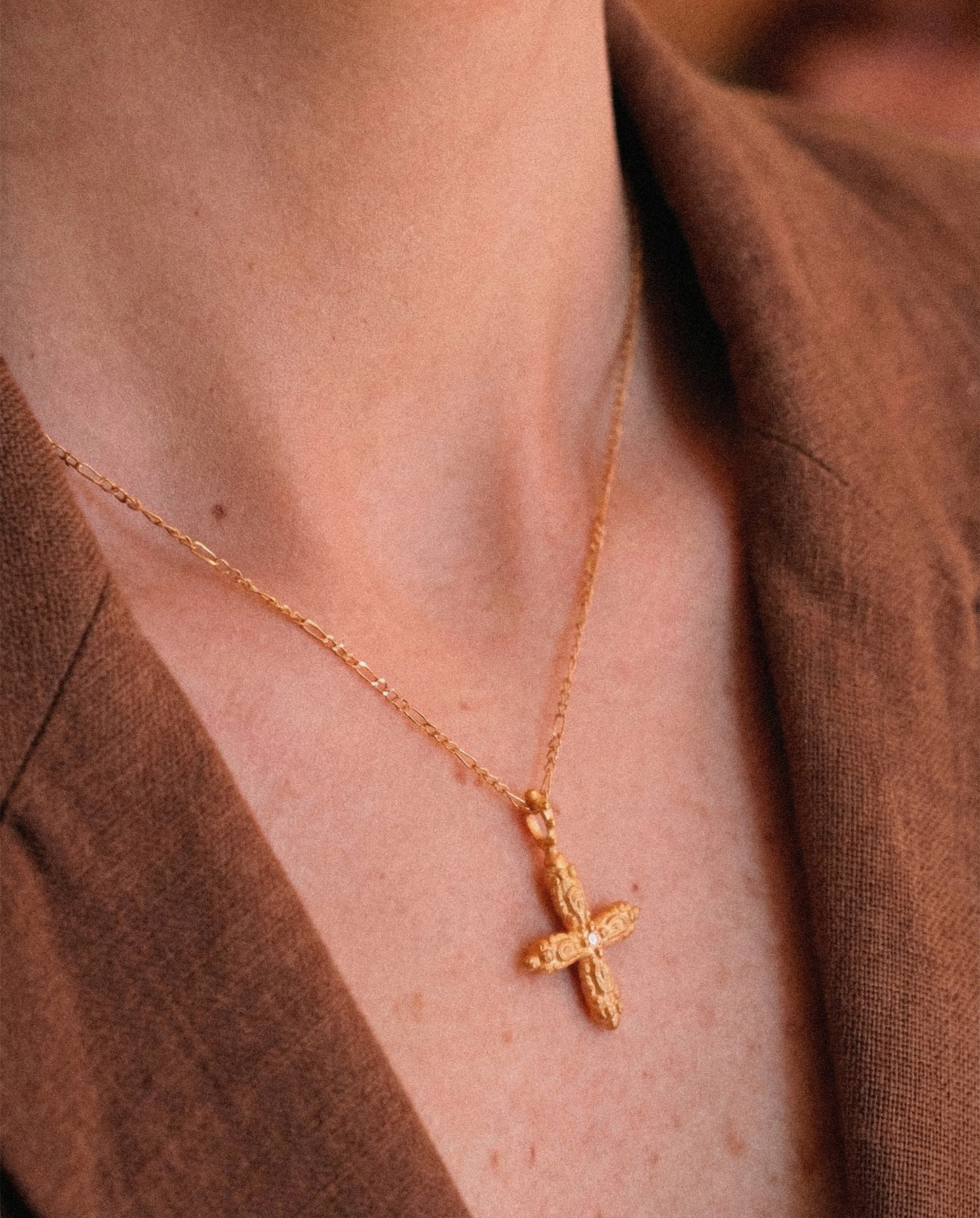 Diamond Ornament Cross Necklace